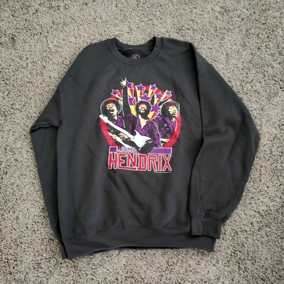 Jimi Hendrix Crewneck sweatshirt graphic band tee charcoal gray vintage … - Picture 3 of 5
